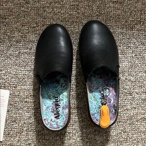 Alegria Women's Black Mules with padded insole. Size 36